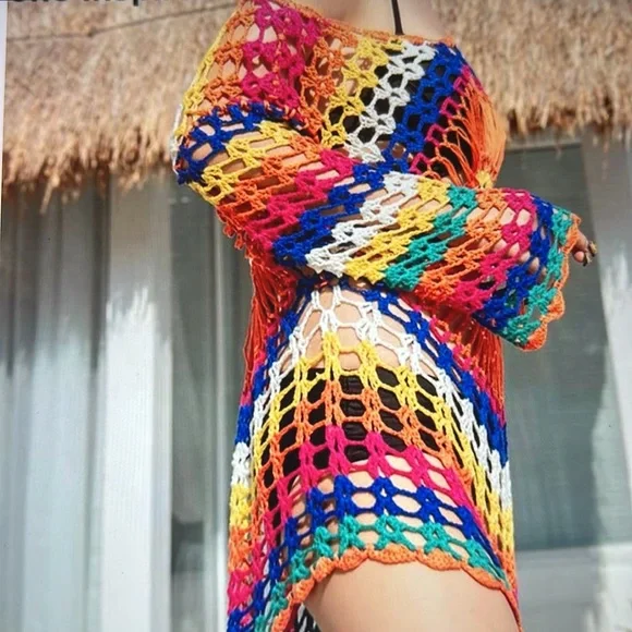 ❣️5/$25 Last one 🔥 Crochet beach cover up ❤️ New - Picture 3 of 5